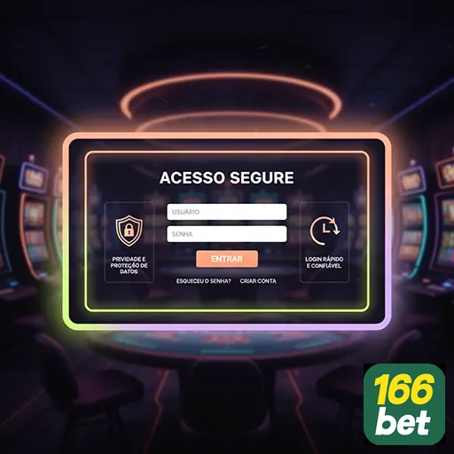 Tela de login segura do site 166bet com formulários.