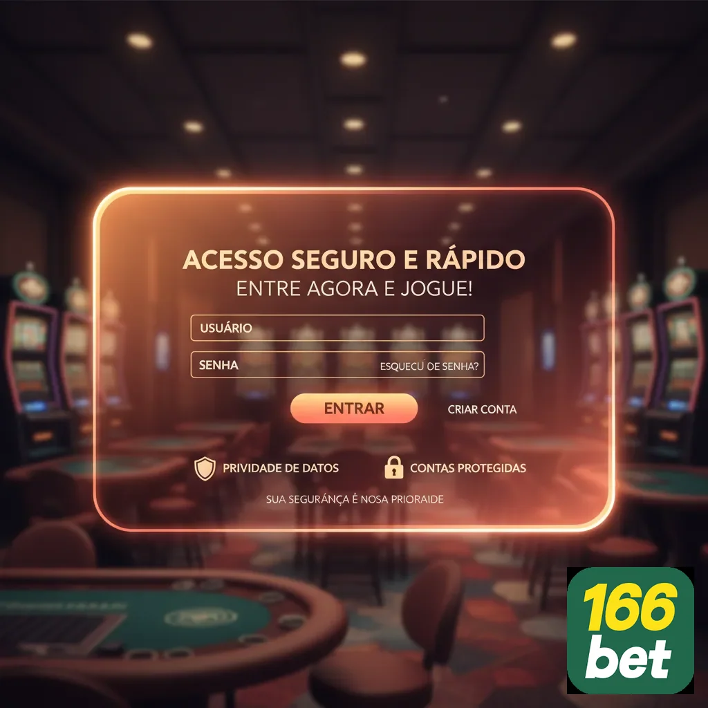 Tela de login do 166bet para acesso rápido a jogos de slot.