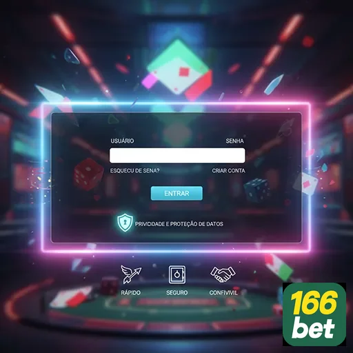 Interface de login da 166bet mostrando acesso VIP seguro.