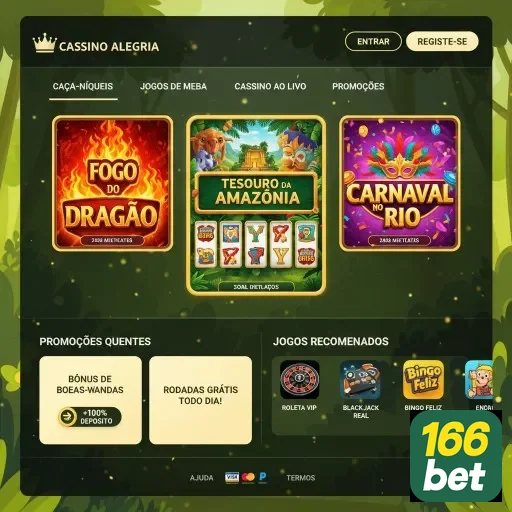 Interface da 166bet destacando jogos e promoções VIP.