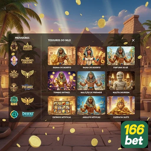 Interface da 166bet com slots VIP do jogo Tesouros do Nilo.