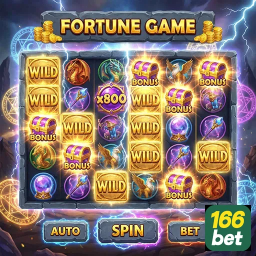 Tela de jogo de slot do Fortune Game em 166bet com símbolos de bônus.