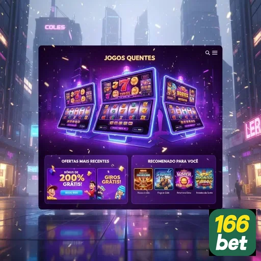 Interface da 166bet com slot machines na seção Jogos Quentes.