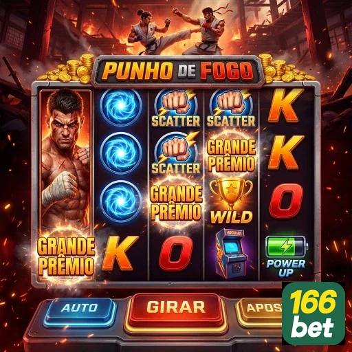 Interface do jogo Punho de Fogo na 166bet com prêmios.