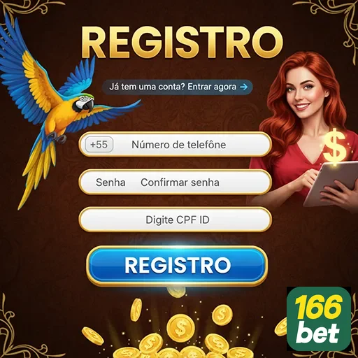 Tela de registro da 166bet com oferta de bônus VIP.