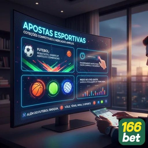Interface clara de apostas esportivas da 166bet destacando opções.