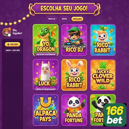 Tela de seleção de jogos populares da 166bet.