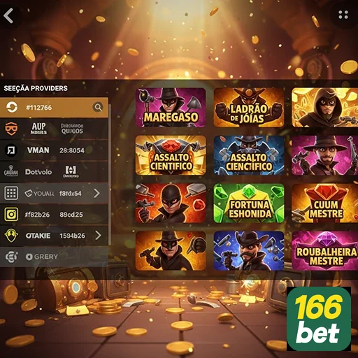 Interface do site 166bet com jogos de cassino VIP.