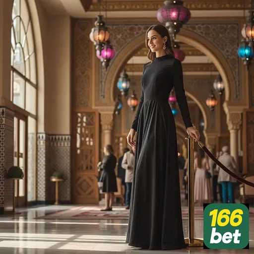Jogadora VIP se destaca em evento do 166bet com decoração luxuosa.